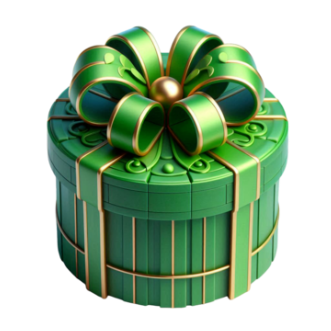 GIFT BOX ROUND WITH ORGANZA BTL GREEN OM1019